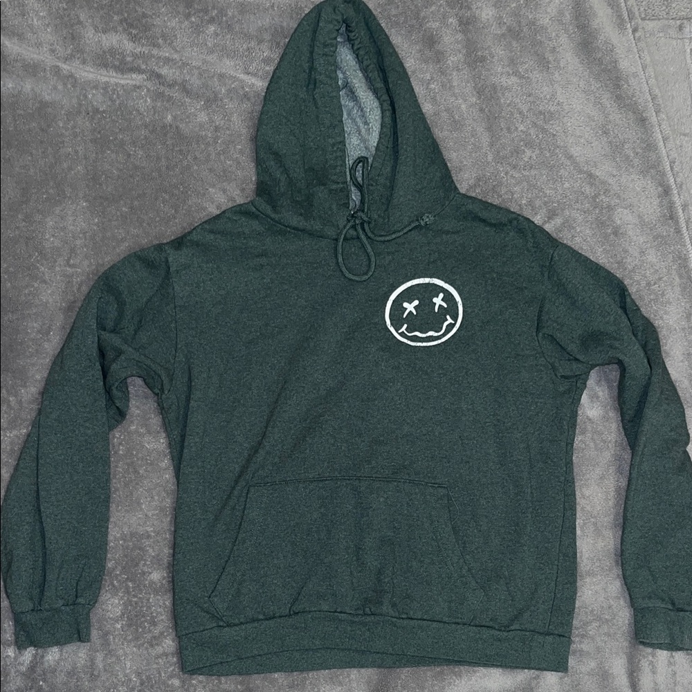 Full Tilt Dark Green Hoodie with Smiley Face 🤪